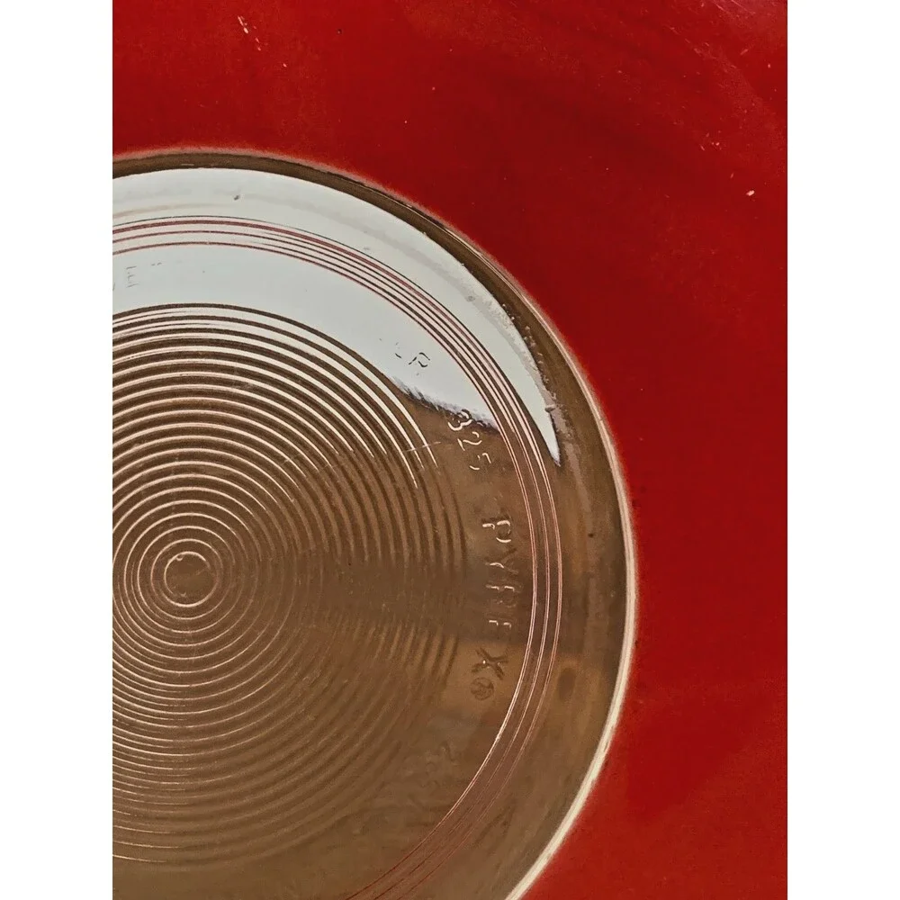 Vintage Pyrex Red Glass Clear Bottom Nesting Mixing Bowl #325 2.5L